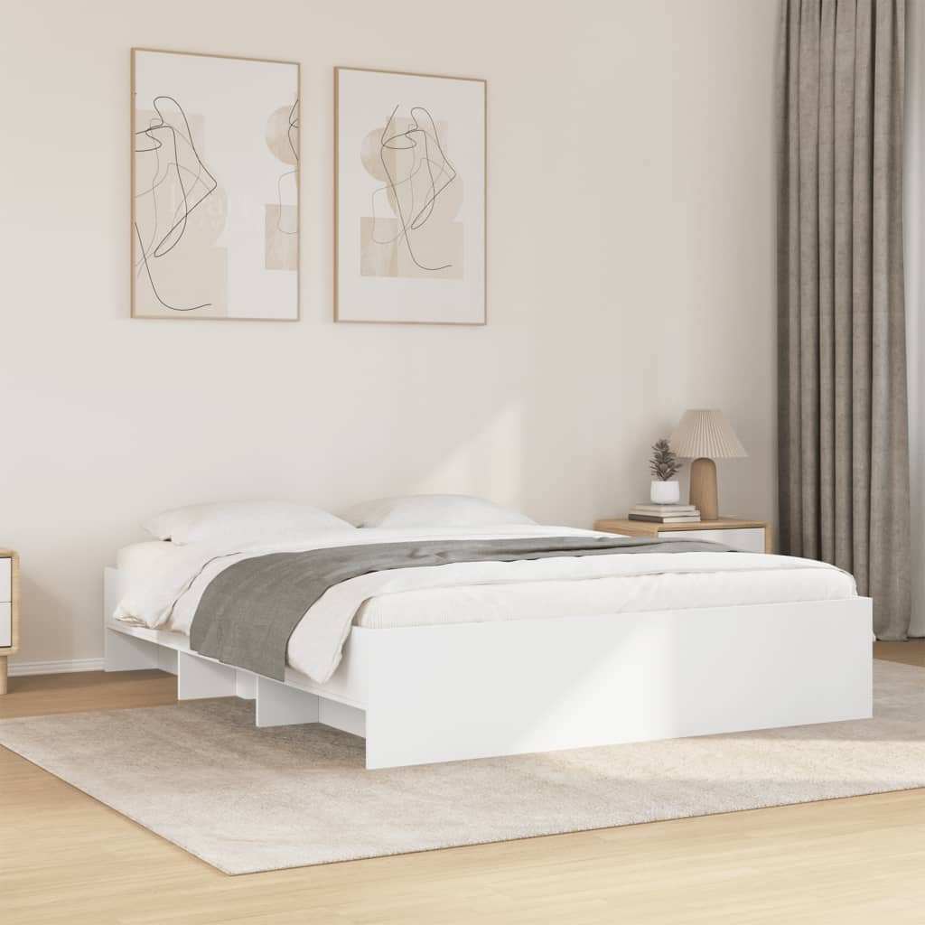 Bed Frame without Mattress White 150x200 cm King Size Engineered Wood