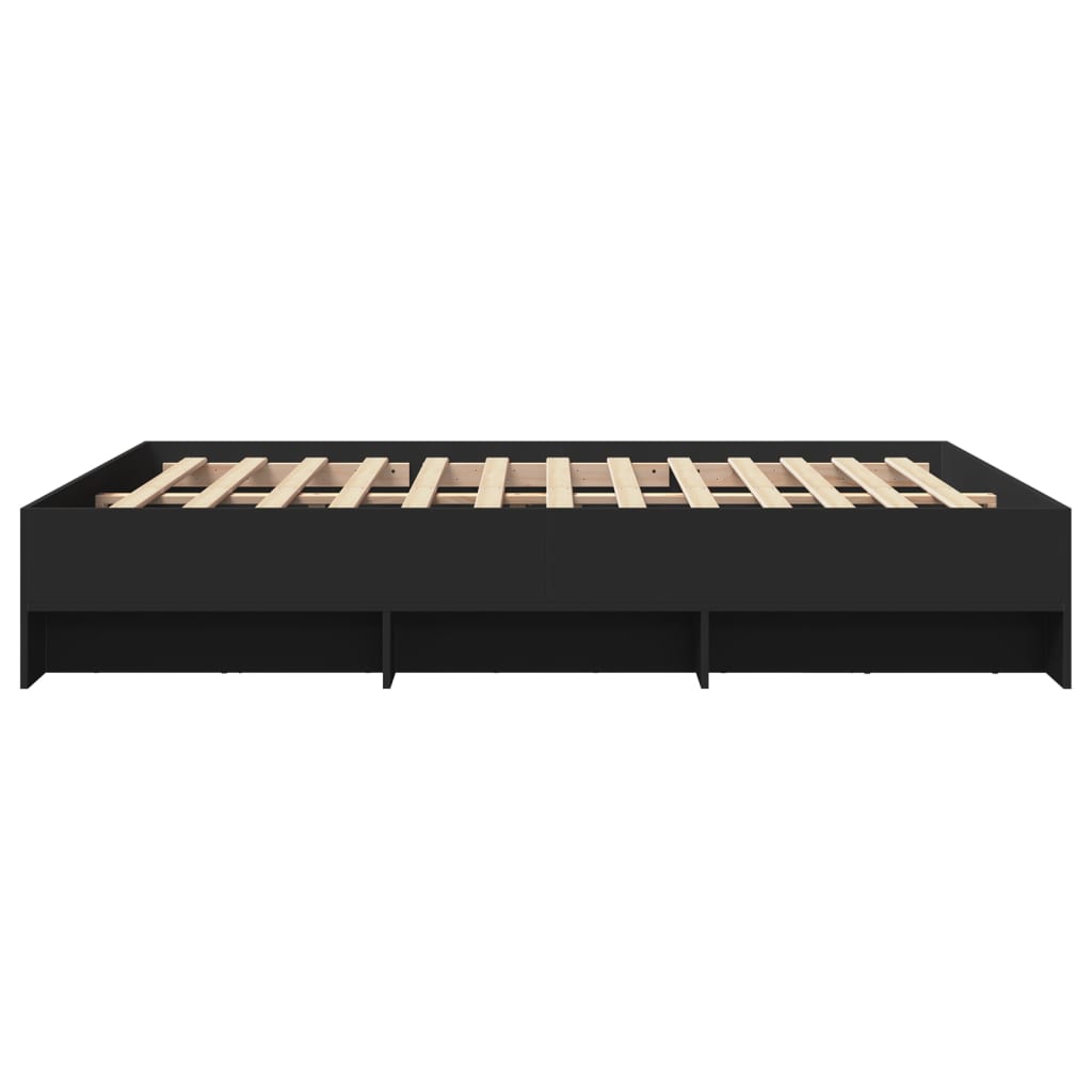 Bed Frame without Mattress Black 150x200 cm King Size Engineered Wood