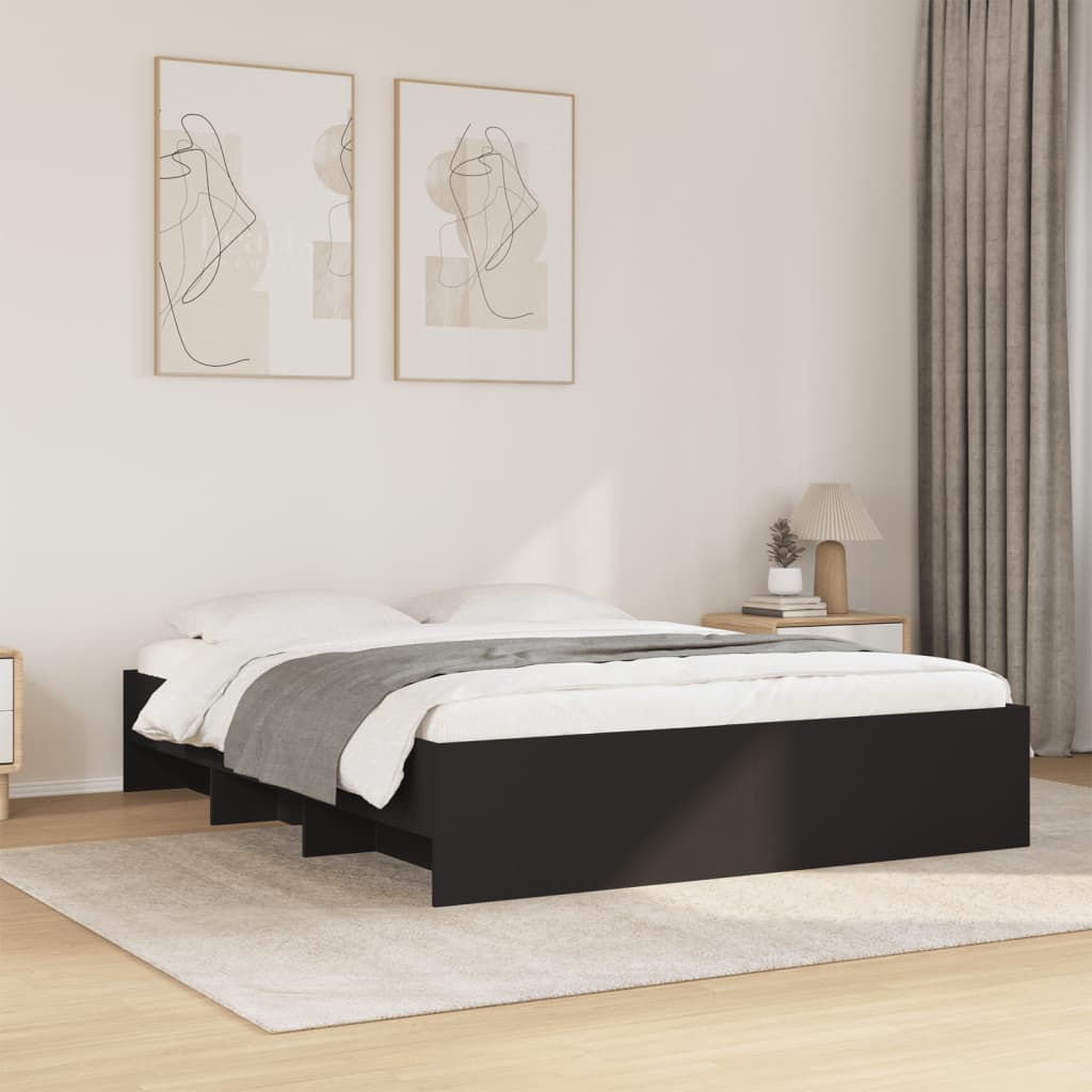 Bed Frame without Mattress Black 150x200 cm King Size Engineered Wood