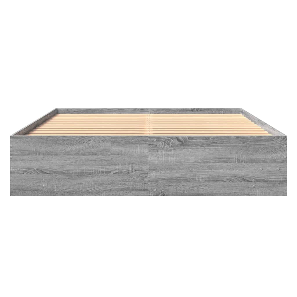 Bed Frame without Mattress Grey Sonoma 150x200 cm King Size Engineered Wood