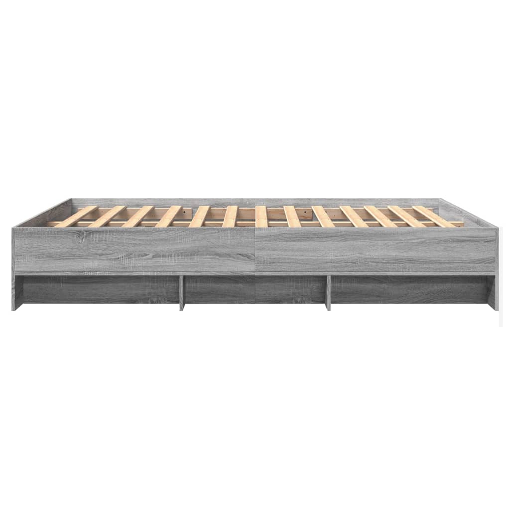 Bed Frame without Mattress Grey Sonoma 150x200 cm King Size Engineered Wood