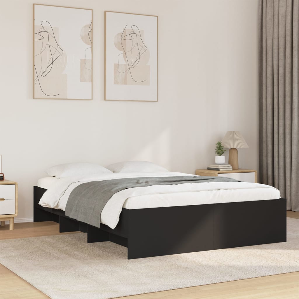 Bed Frame without Mattress Black 140x200 cm Engineered Wood