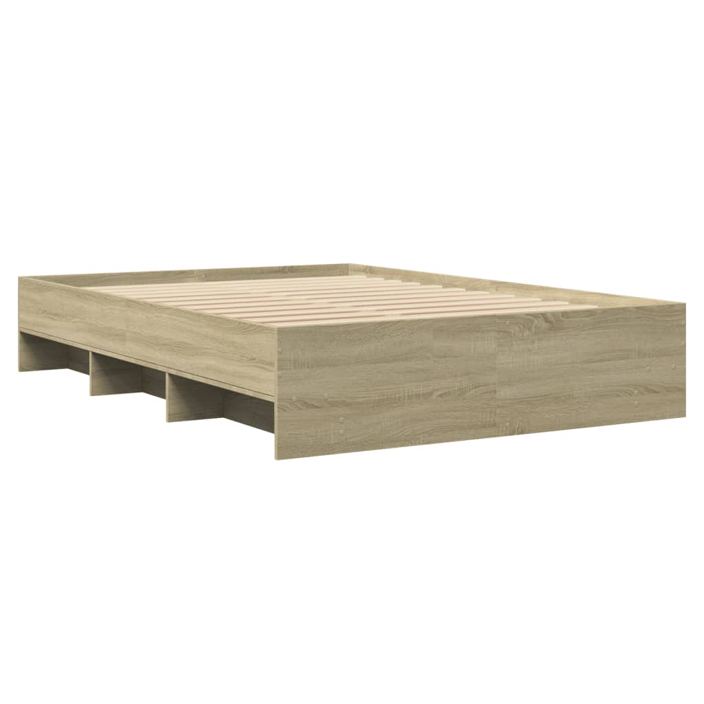 Bed Frame without Mattress Sonoma Oak 140x200 cm Engineered Wood