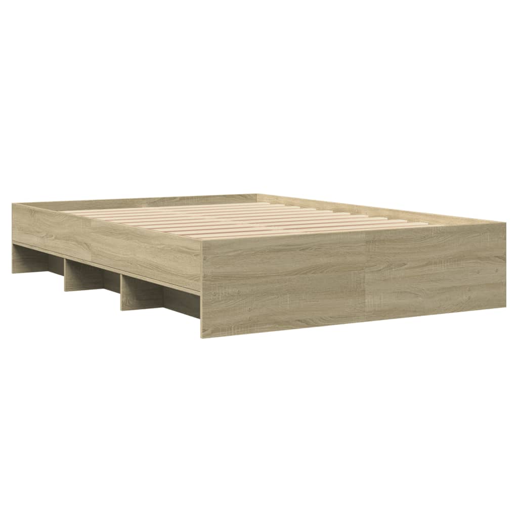 Bed Frame without Mattress Sonoma Oak 140x200 cm Engineered Wood