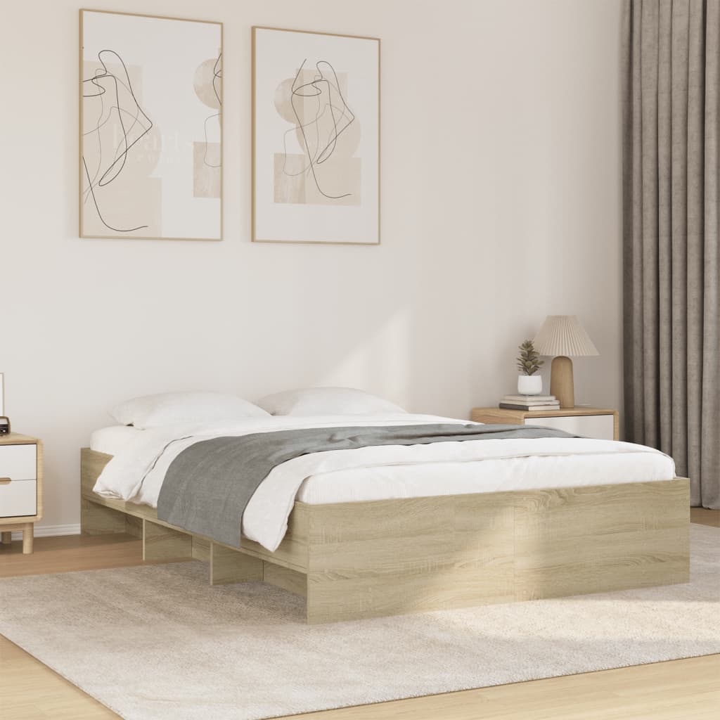 Bed Frame without Mattress Sonoma Oak 140x200 cm Engineered Wood