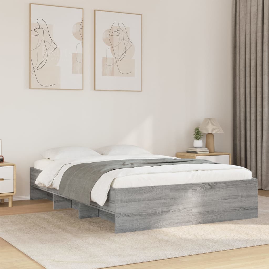 Bed Frame without Mattress Grey Sonoma 140x200 cm Engineered Wood