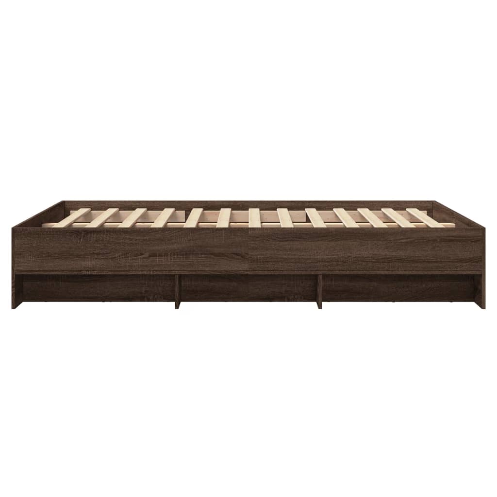 Bed Frame without Mattress Brown Oak 140x200 cm Engineered Wood