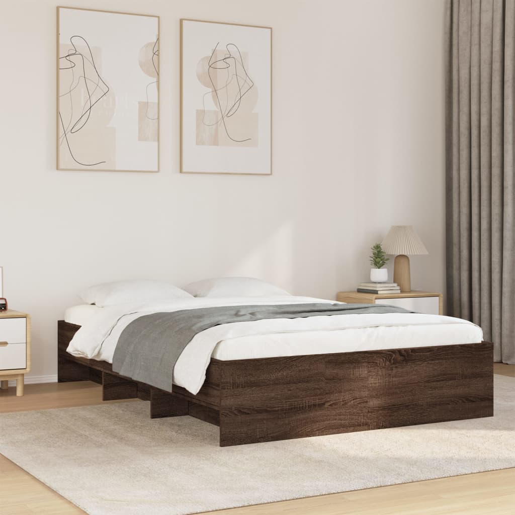 Bed Frame without Mattress Brown Oak 120x200 cm Engineered Wood