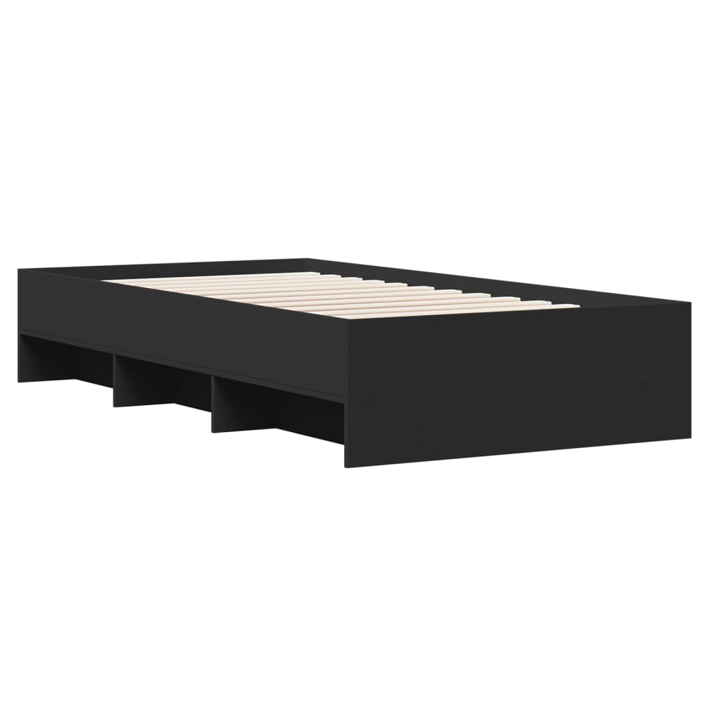 Bed Frame without Mattress Black 100x200 cm Engineered Wood