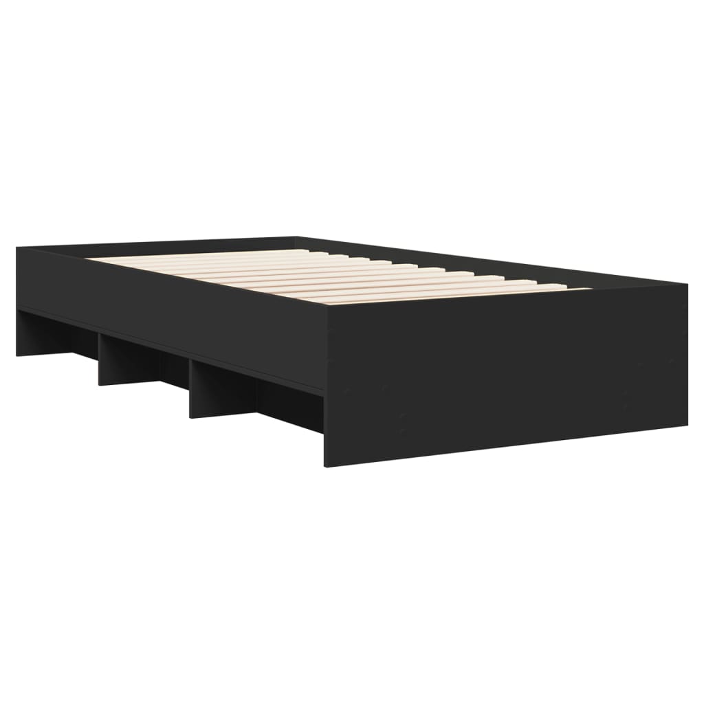 Bed Frame without Mattress Black 100x200 cm Engineered Wood
