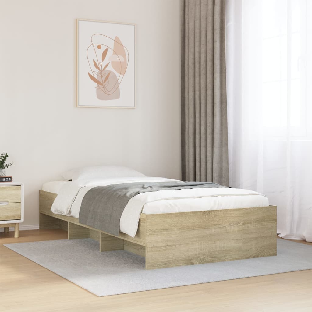 Bed Frame without Mattress Sonoma Oak 100x200 cm Engineered Wood