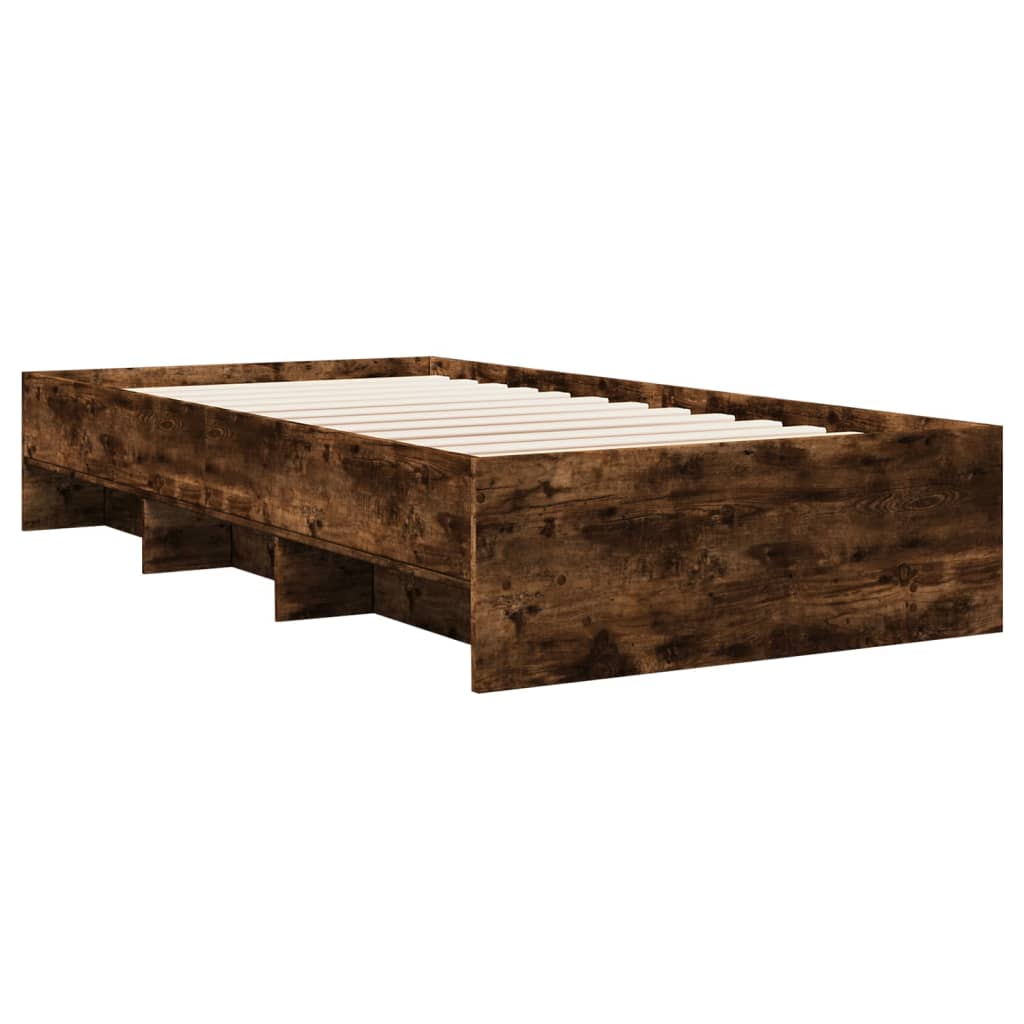 Bed Frame without Mattress Smoked Oak 100x200 cm Engineered Wood