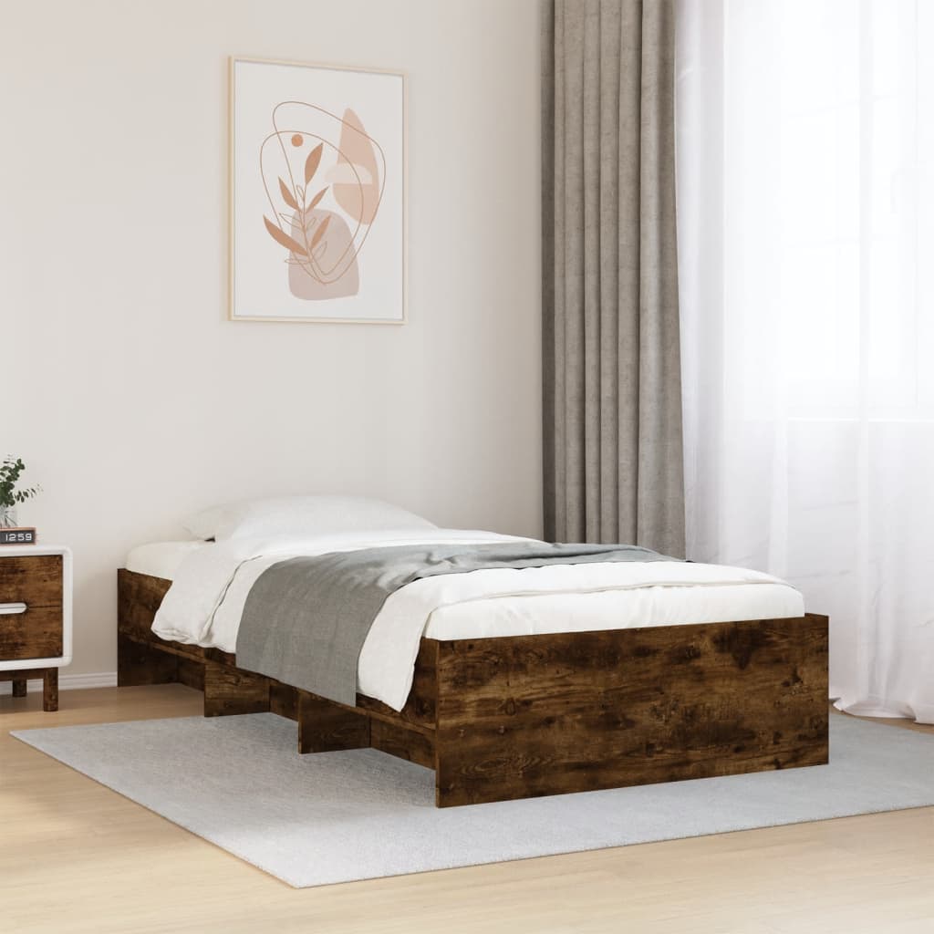 Bed Frame without Mattress Smoked Oak 100x200 cm Engineered Wood