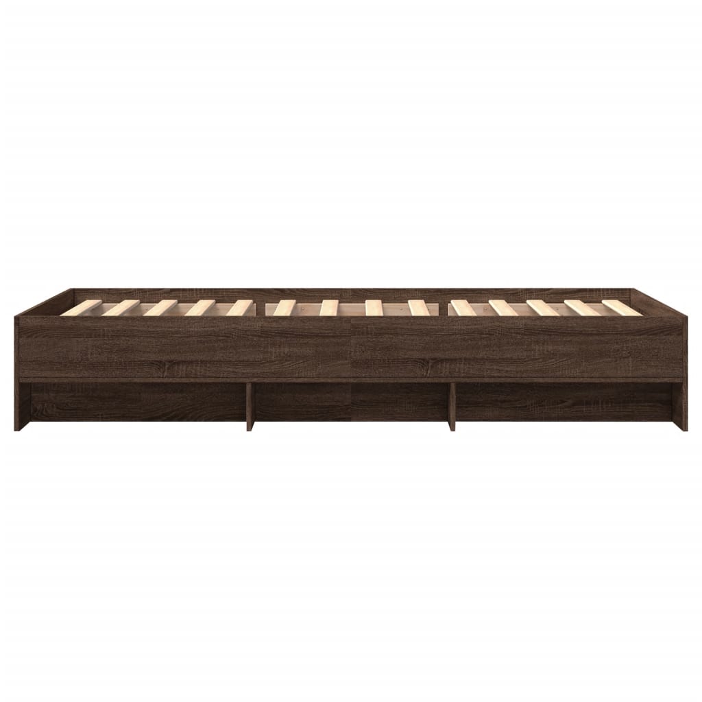 Bed Frame without Mattress Brown Oak 100x200 cm Engineered Wood