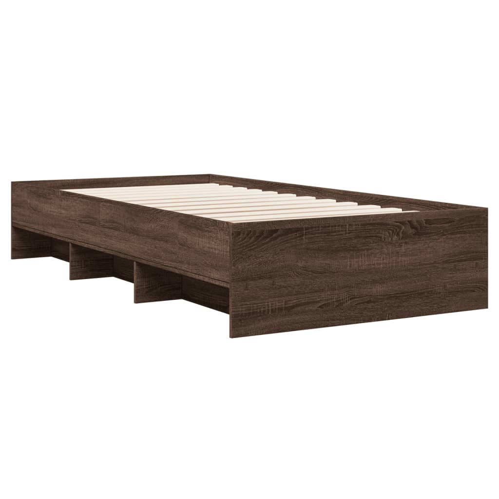Bed Frame without Mattress Brown Oak 100x200 cm Engineered Wood