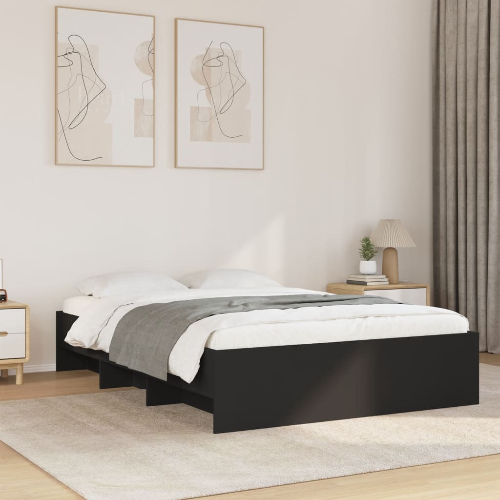 Bed Frame without Mattress Black 135x190 cm Double Engineered Wood