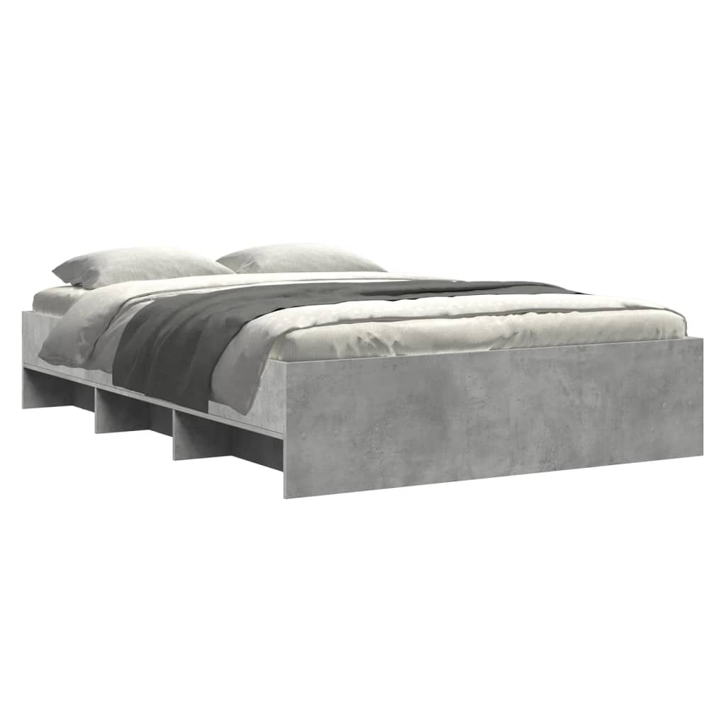 Bed Frame without Mattress Concrete Grey 135x190cm Engineered Wood