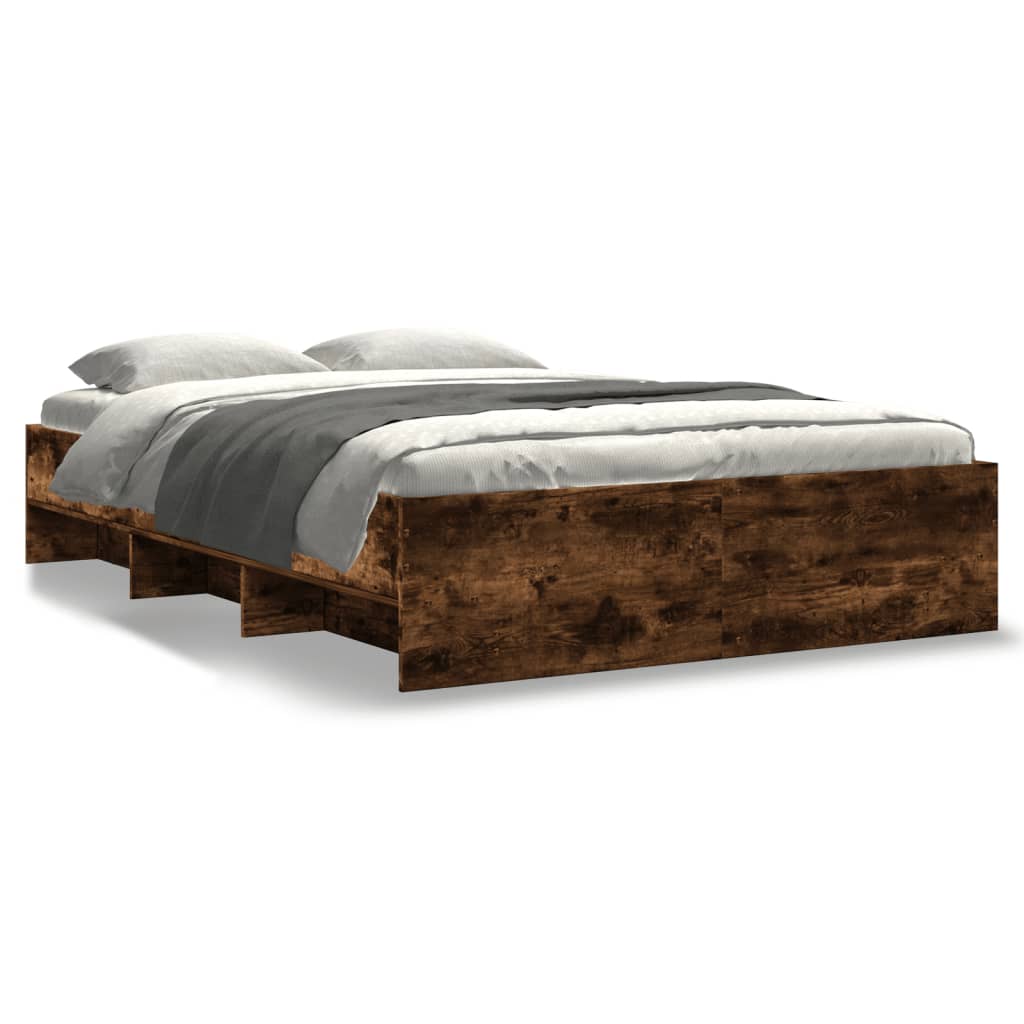 Bed Frame without Mattress Smoked Oak 120x190 cm Small Double Engineered Wood