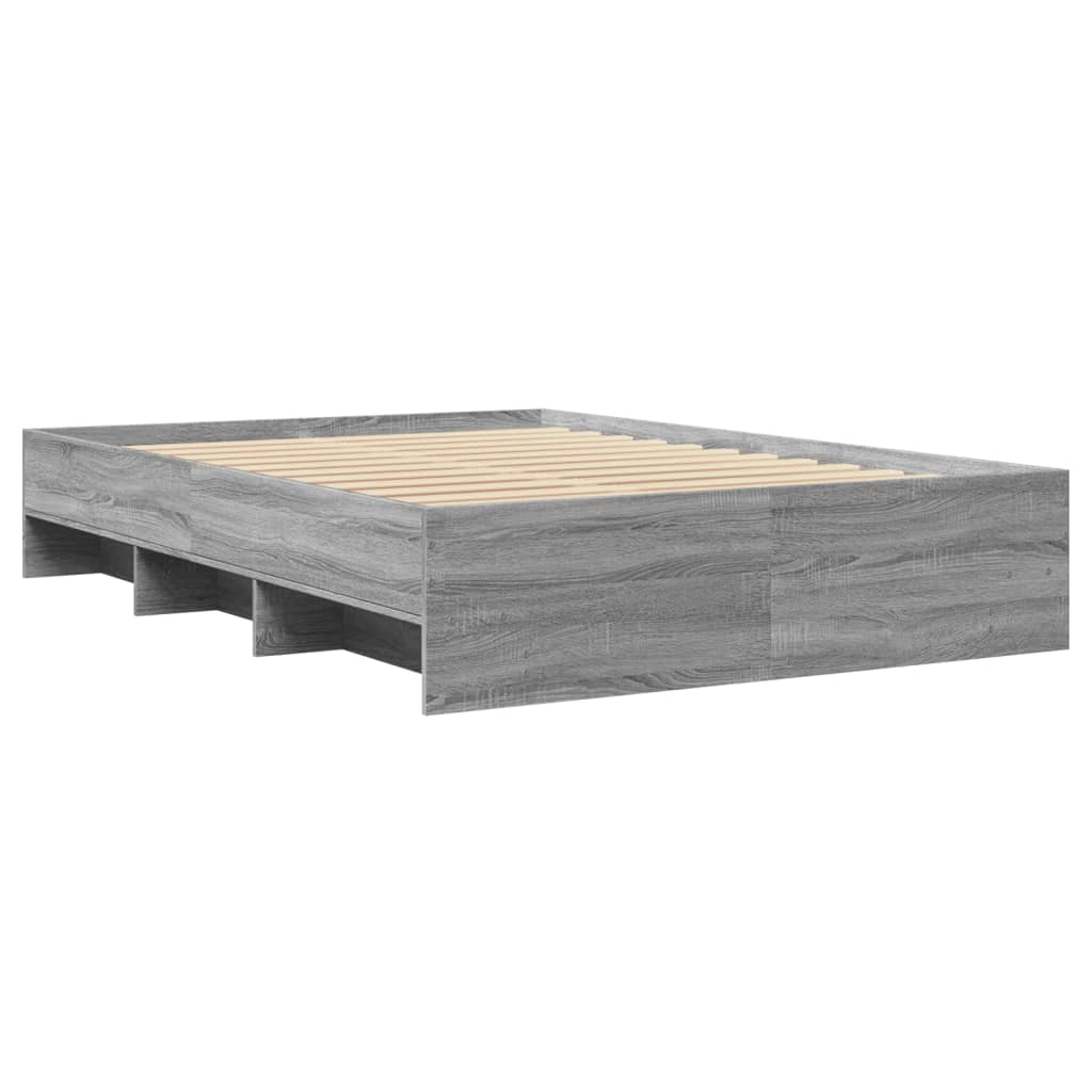 Bed Frame without Mattress Grey Sonoma 120x190 cm Small Double Engineered Wood