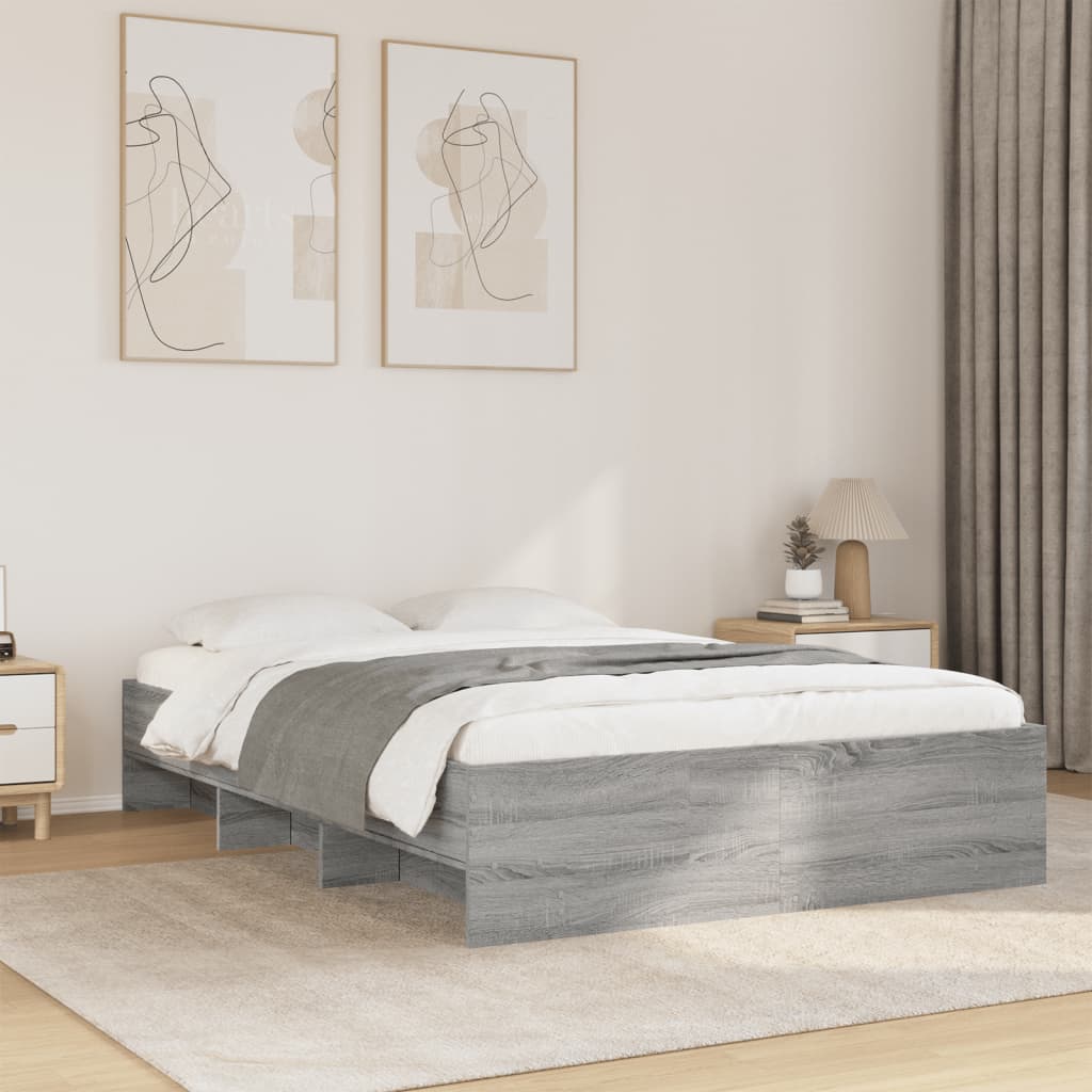Bed Frame without Mattress Grey Sonoma 120x190 cm Small Double Engineered Wood