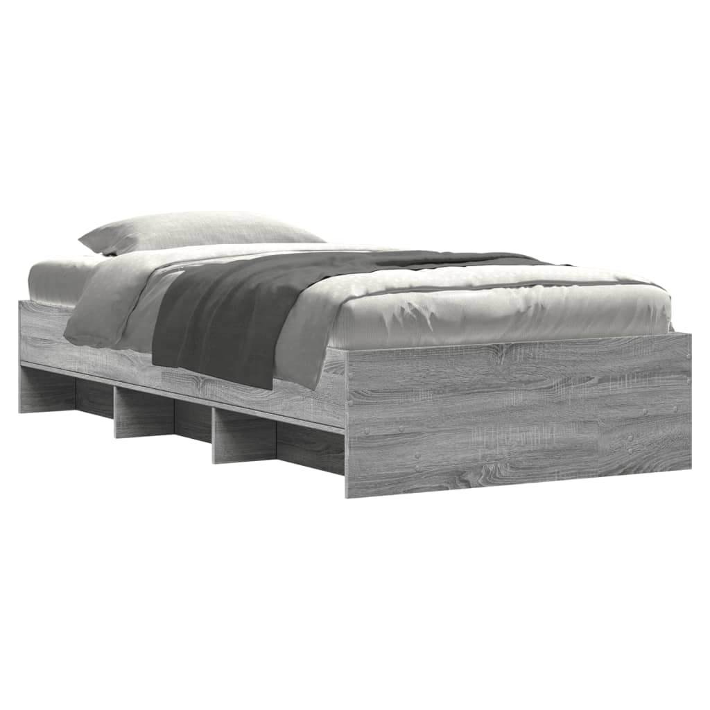 Bed Frame without Mattress Grey Sonoma 90x190 cm Single Engineered Wood