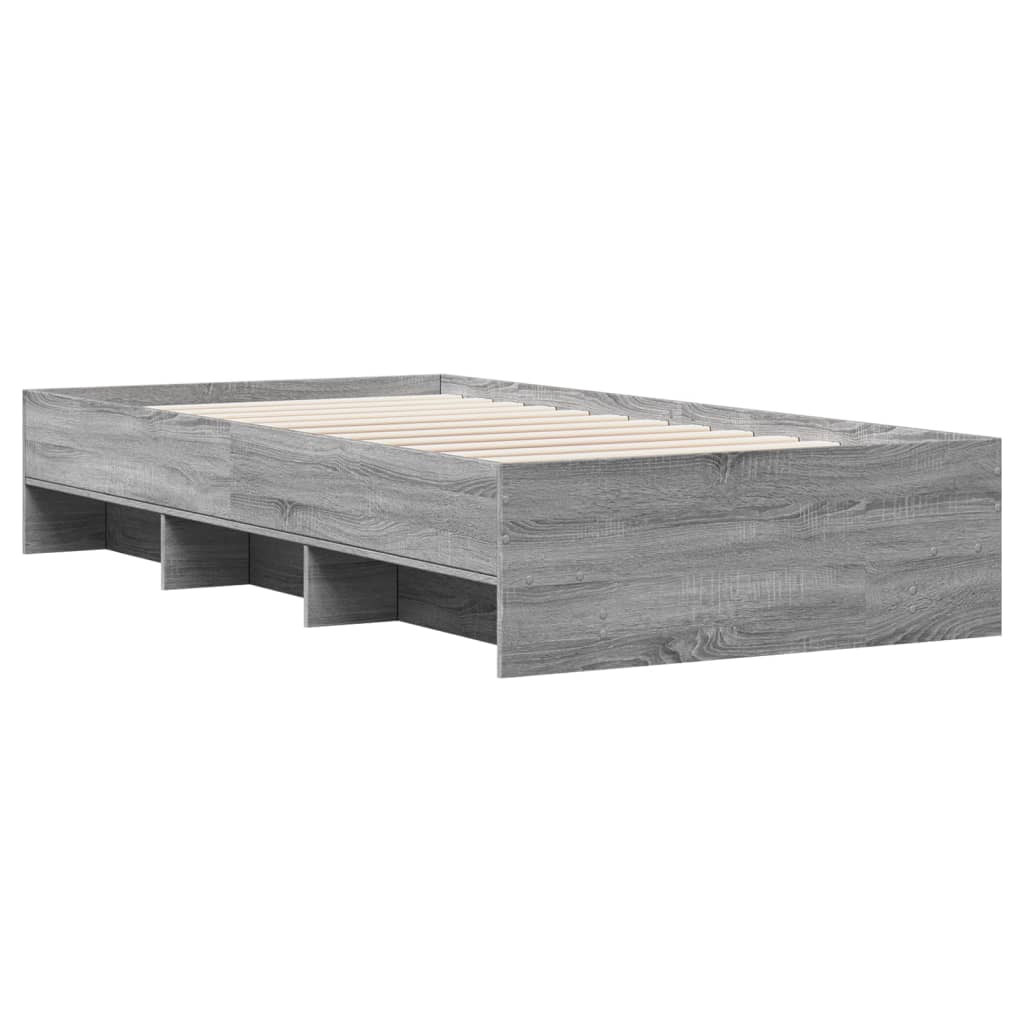 Bed Frame without Mattress Grey Sonoma 90x190 cm Single Engineered Wood