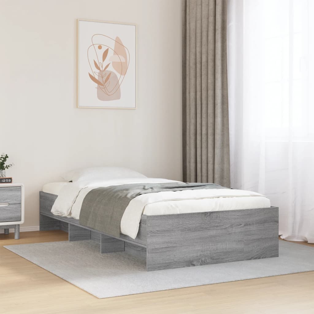 Bed Frame without Mattress Grey Sonoma 90x190 cm Single Engineered Wood