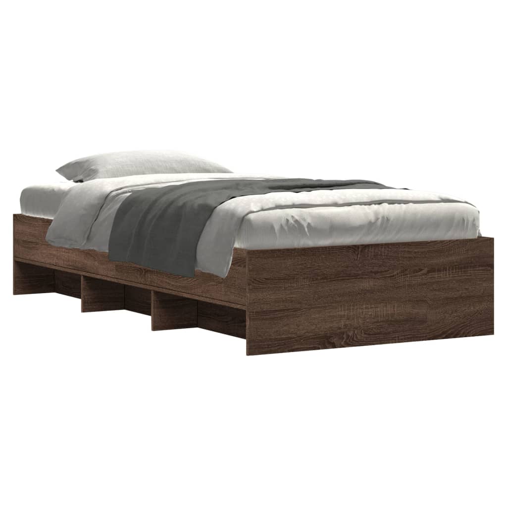 Bed Frame without Mattress Brown Oak 90x190 cm Single Engineered Wood