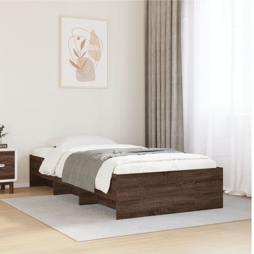 Bed Frame without Mattress Brown Oak 90x190 cm Single Engineered Wood