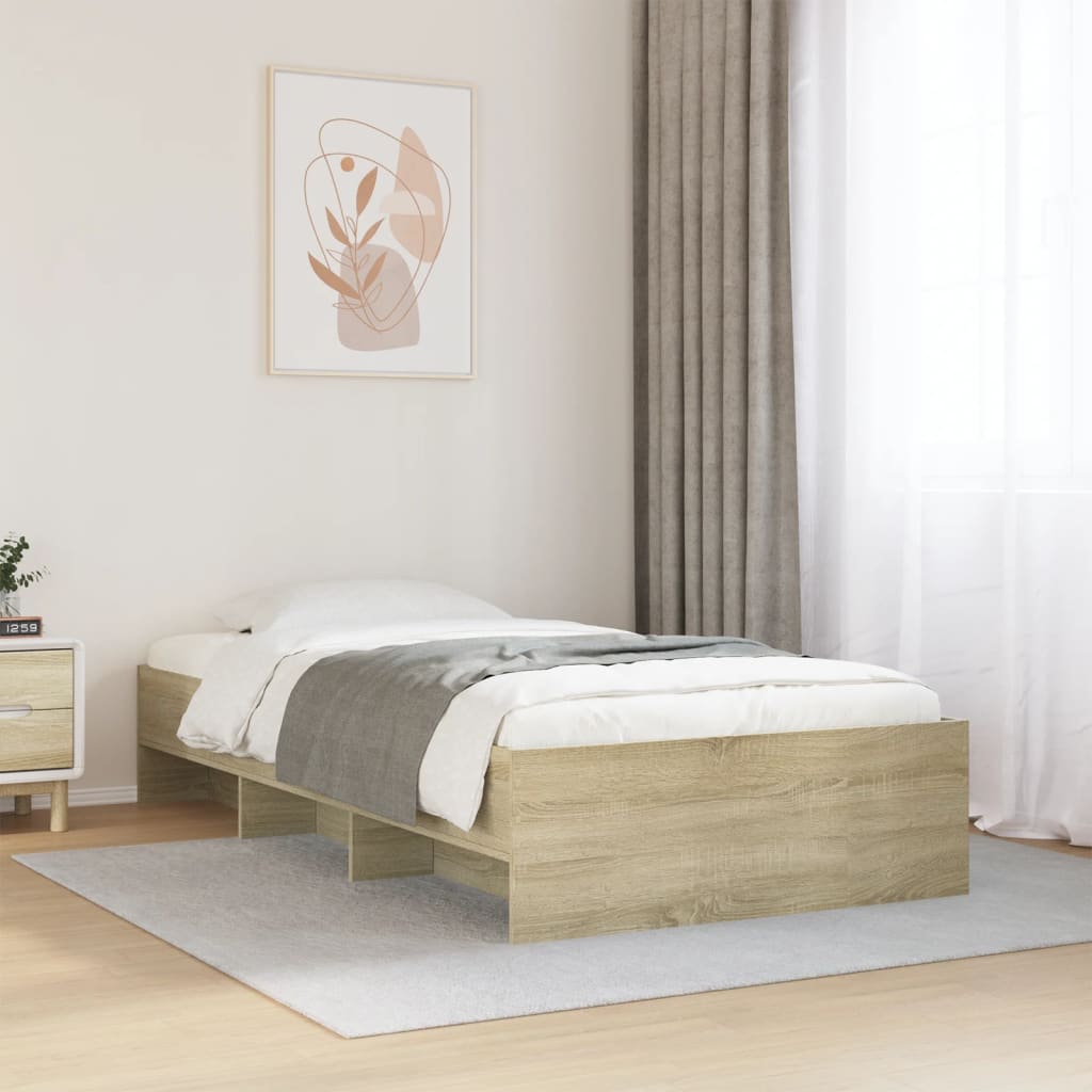 Bed Frame without Mattress Sonoma Oak 75x190 cm Small Single Engineered Wood