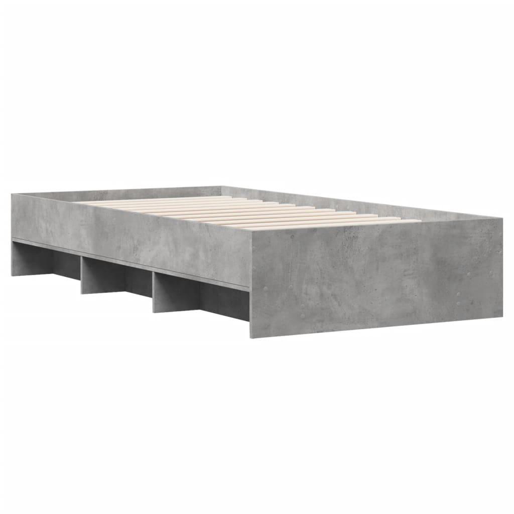 Bed Frame without Mattress Concrete Grey 75x190cm Engineered Wood