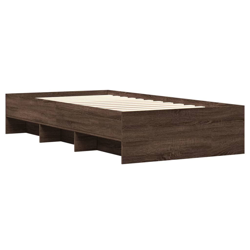 Bed Frame without Mattress Brown Oak 75x190 cm Small Single Engineered Wood