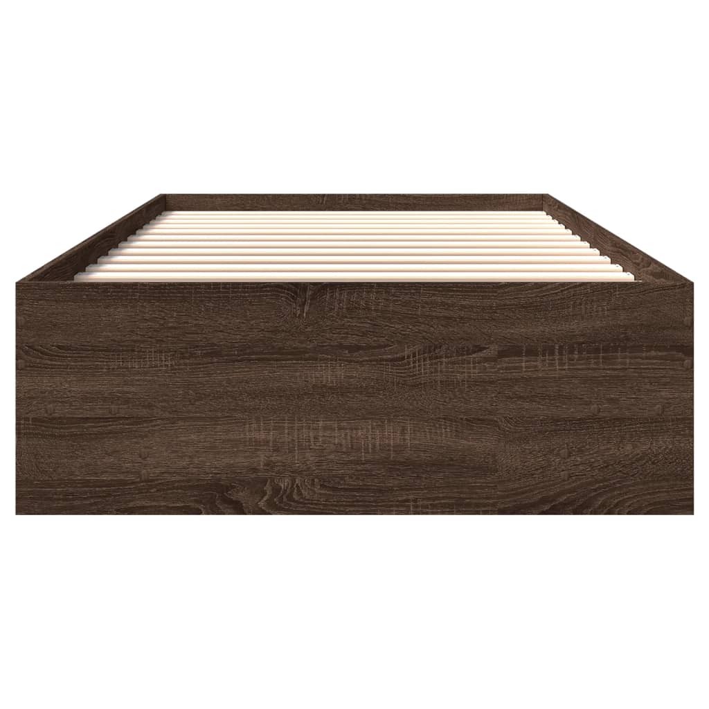 Bed Frame without Mattress Brown Oak 75x190 cm Small Single Engineered Wood