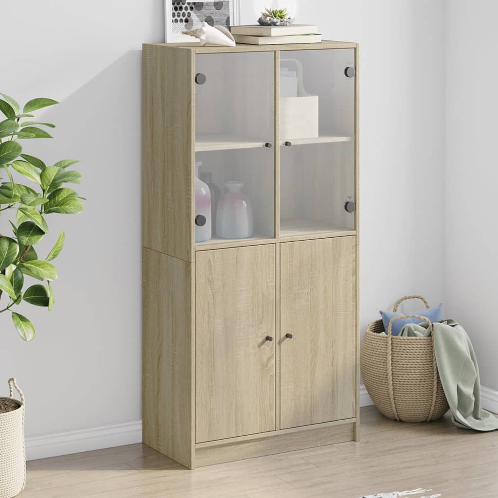Highboard with Doors Sonoma Oak 68x37x142 cm Engineered Wood