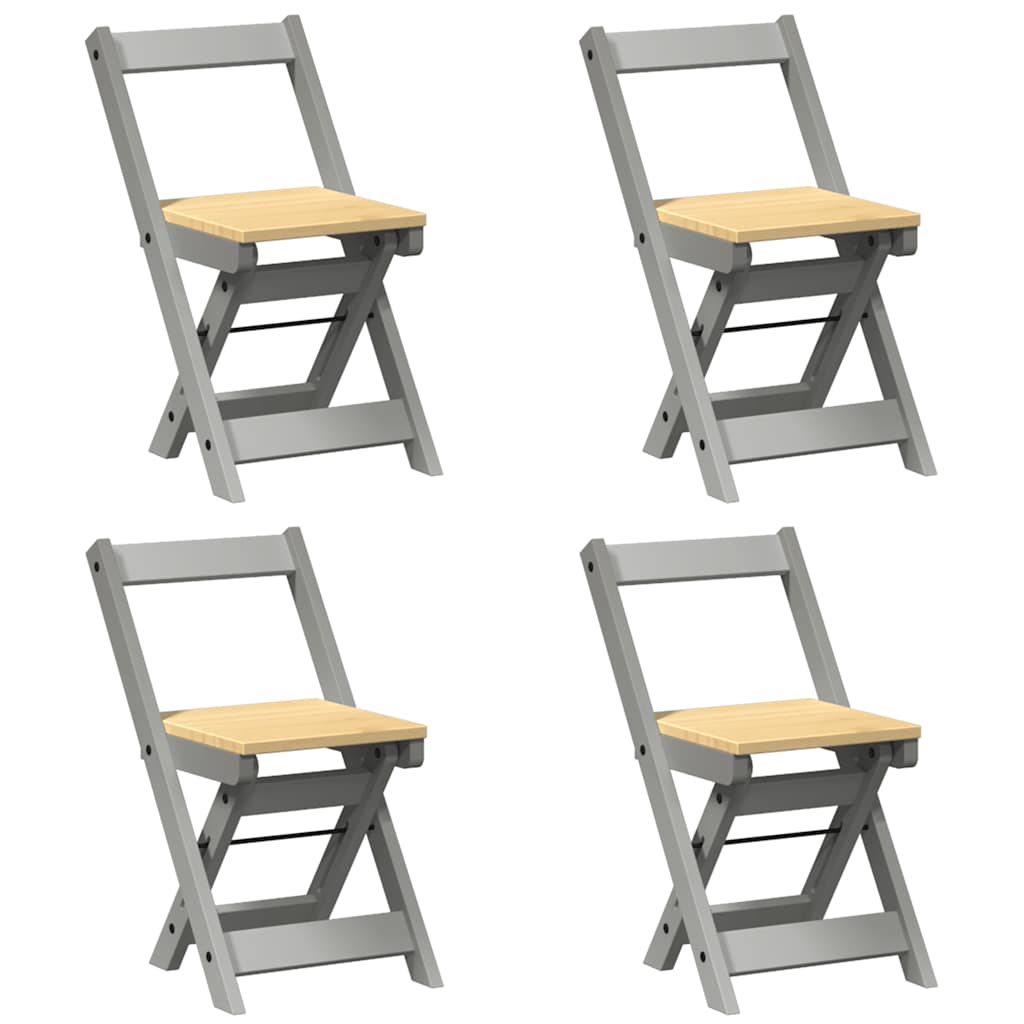 Dining Chairs Foldable 4 pcs Corona Grey Solid Wood Pine