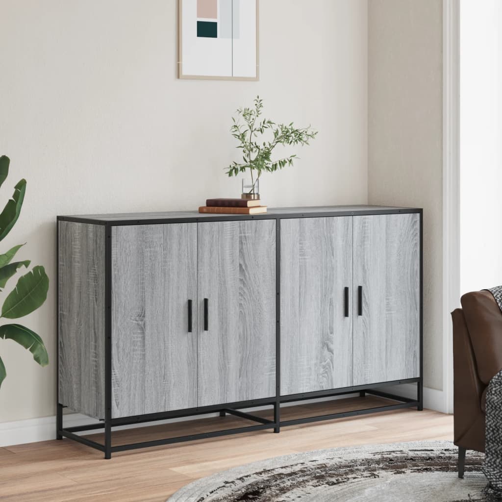 Sideboard Grey Sonoma 134x35x76 cm Engineered Wood