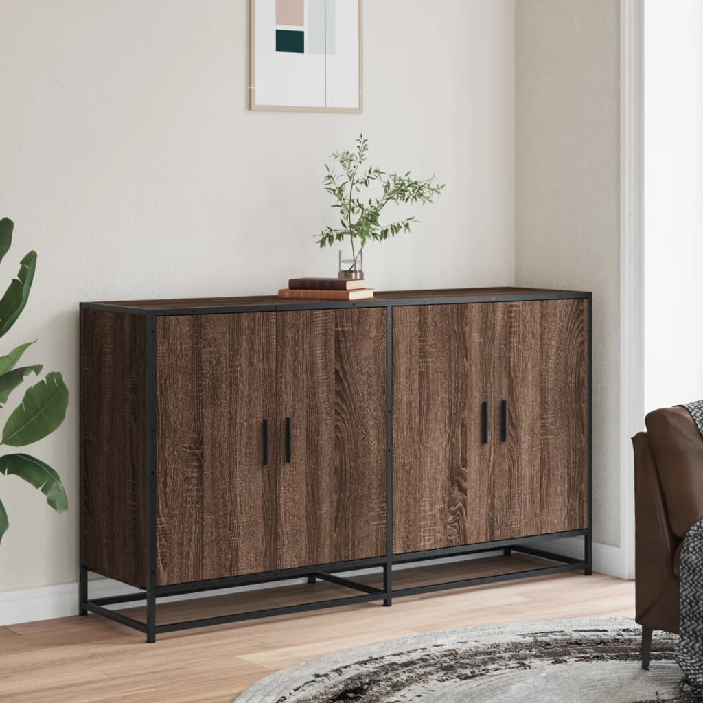 Sideboard Brown Oak 134x35x76 cm Engineered Wood