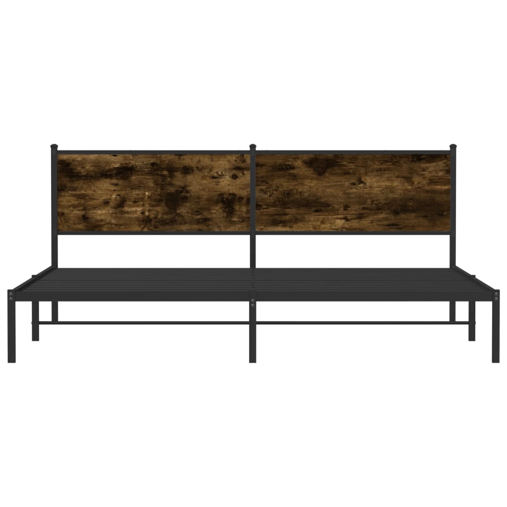 Metal Bed Frame without Mattress Smoked Oak 200x200 cm