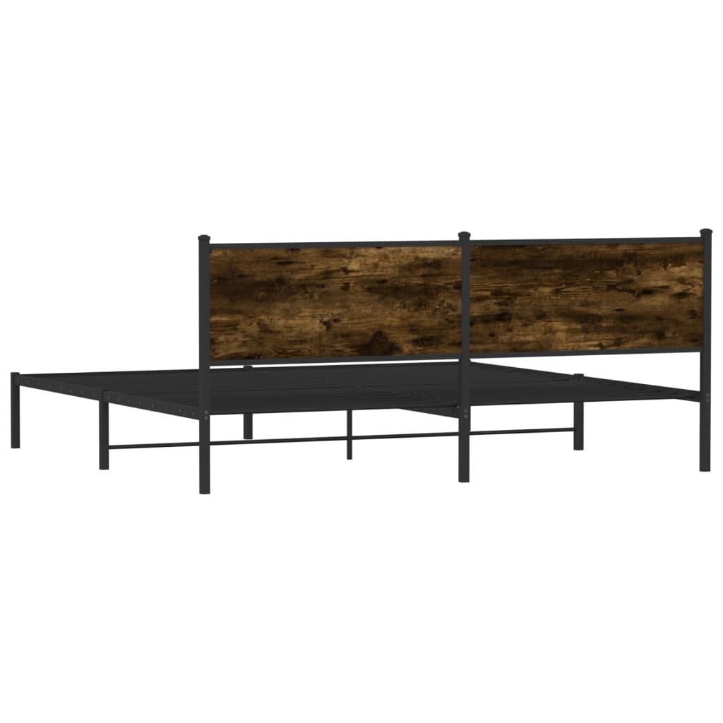 Metal Bed Frame without Mattress Smoked Oak 200x200 cm