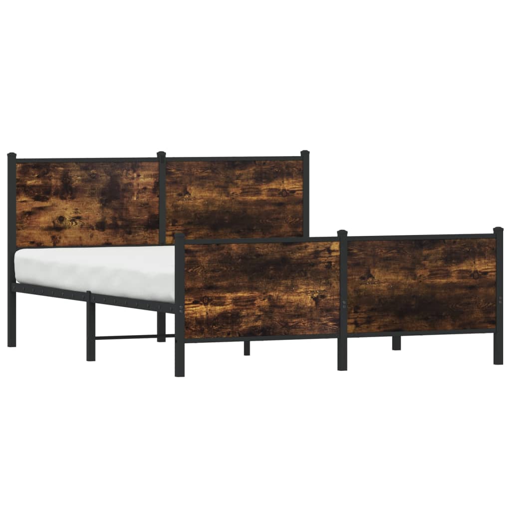 Metal Bed Frame without Mattress Smoked Oak 160x200 cm