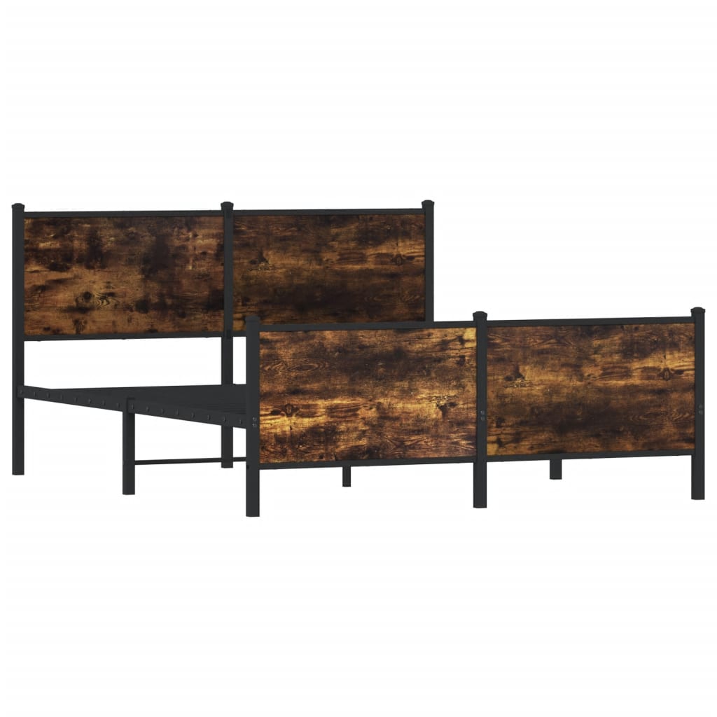 Metal Bed Frame without Mattress Smoked Oak 160x200 cm