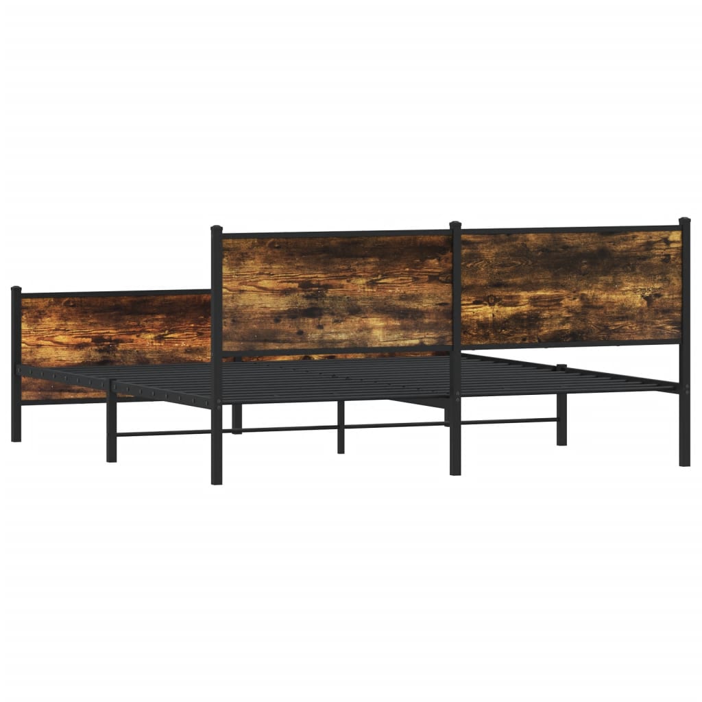 Metal Bed Frame without Mattress Smoked Oak 180x200 cm Super King