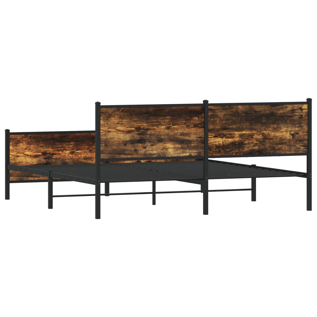 Metal Bed Frame without Mattress Smoked Oak 183x213 cm