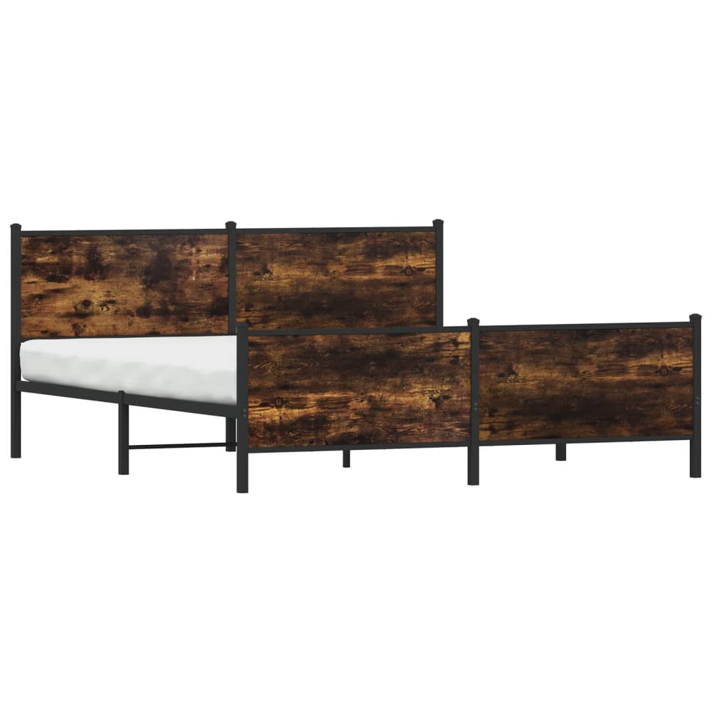 Metal Bed Frame without Mattress Smoked Oak 193x203 cm