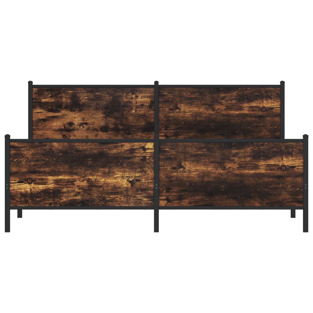 Metal Bed Frame without Mattress Smoked Oak 193x203 cm