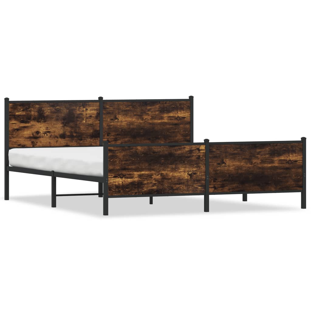 Metal Bed Frame without Mattress Smoked Oak 200x200 cm