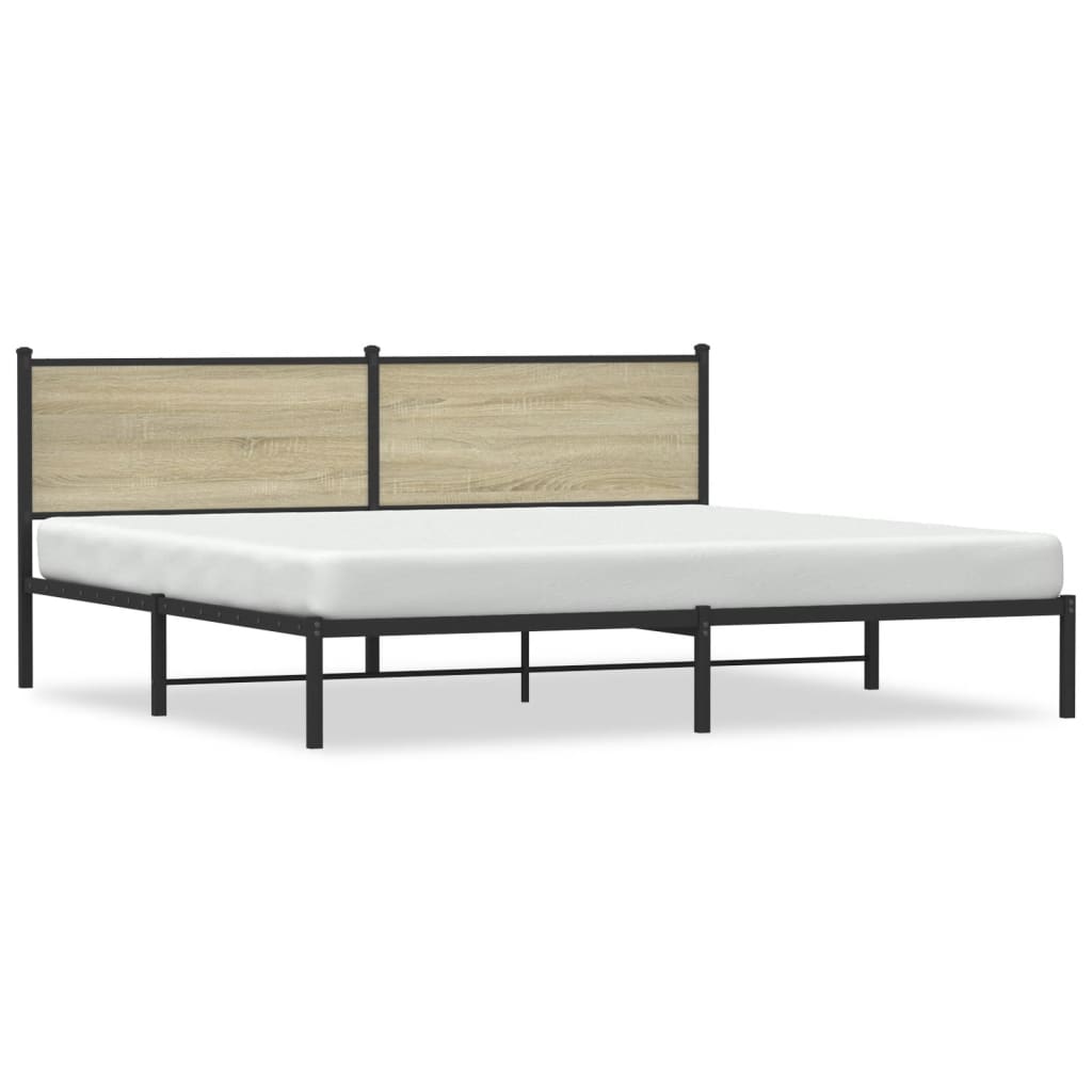 Metal Bed Frame without Mattress Sonoma Oak 200x200 cm