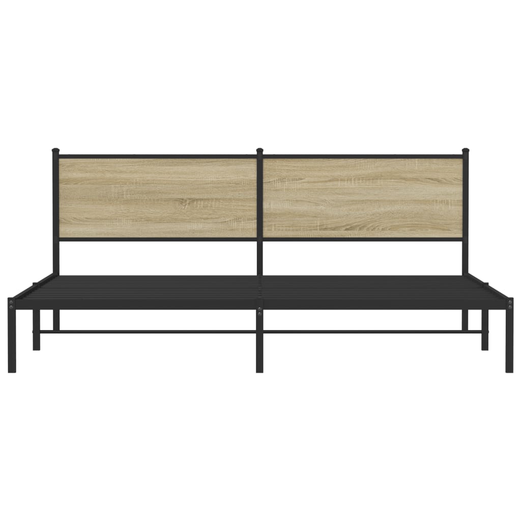 Metal Bed Frame without Mattress Sonoma Oak 200x200 cm