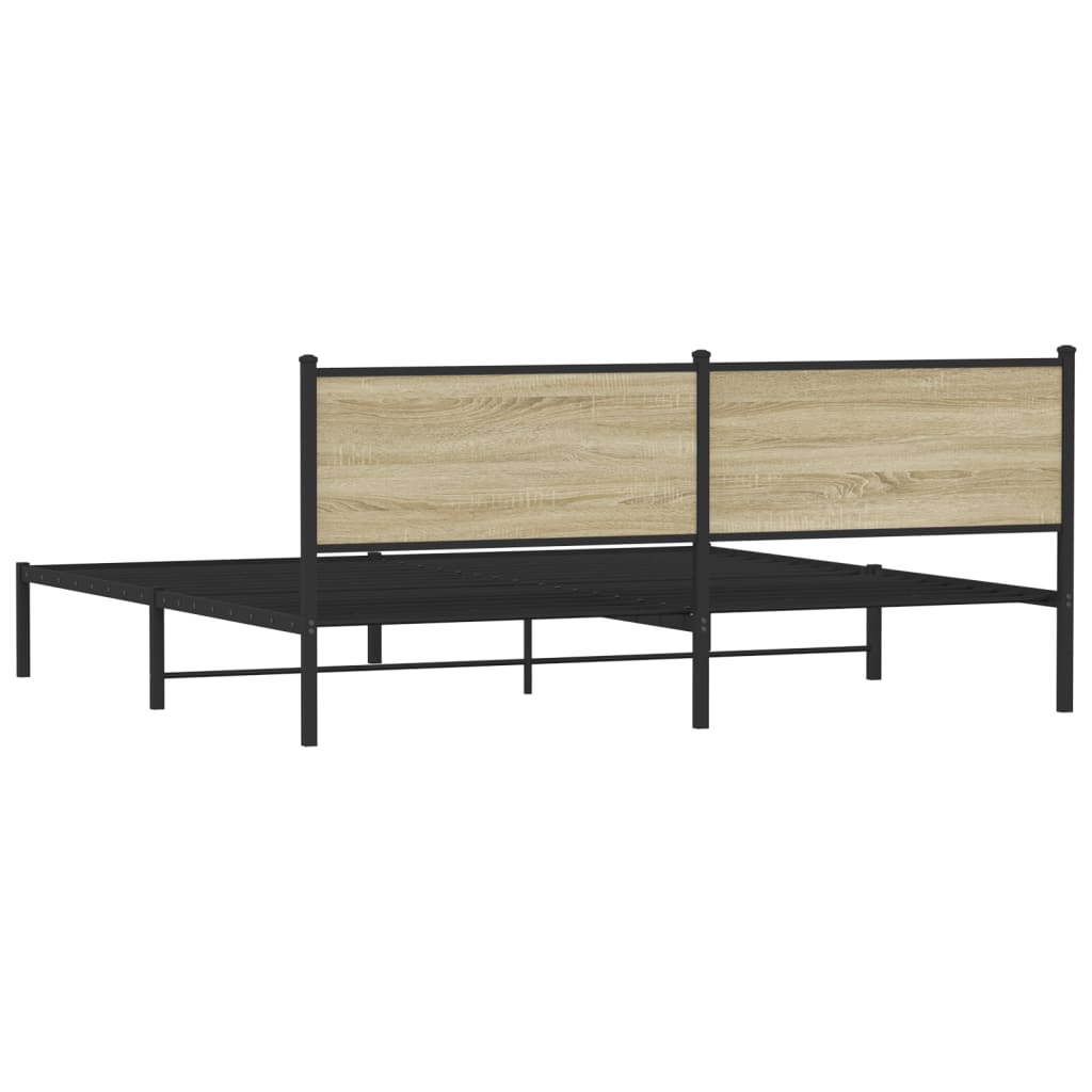 Metal Bed Frame without Mattress Sonoma Oak 200x200 cm