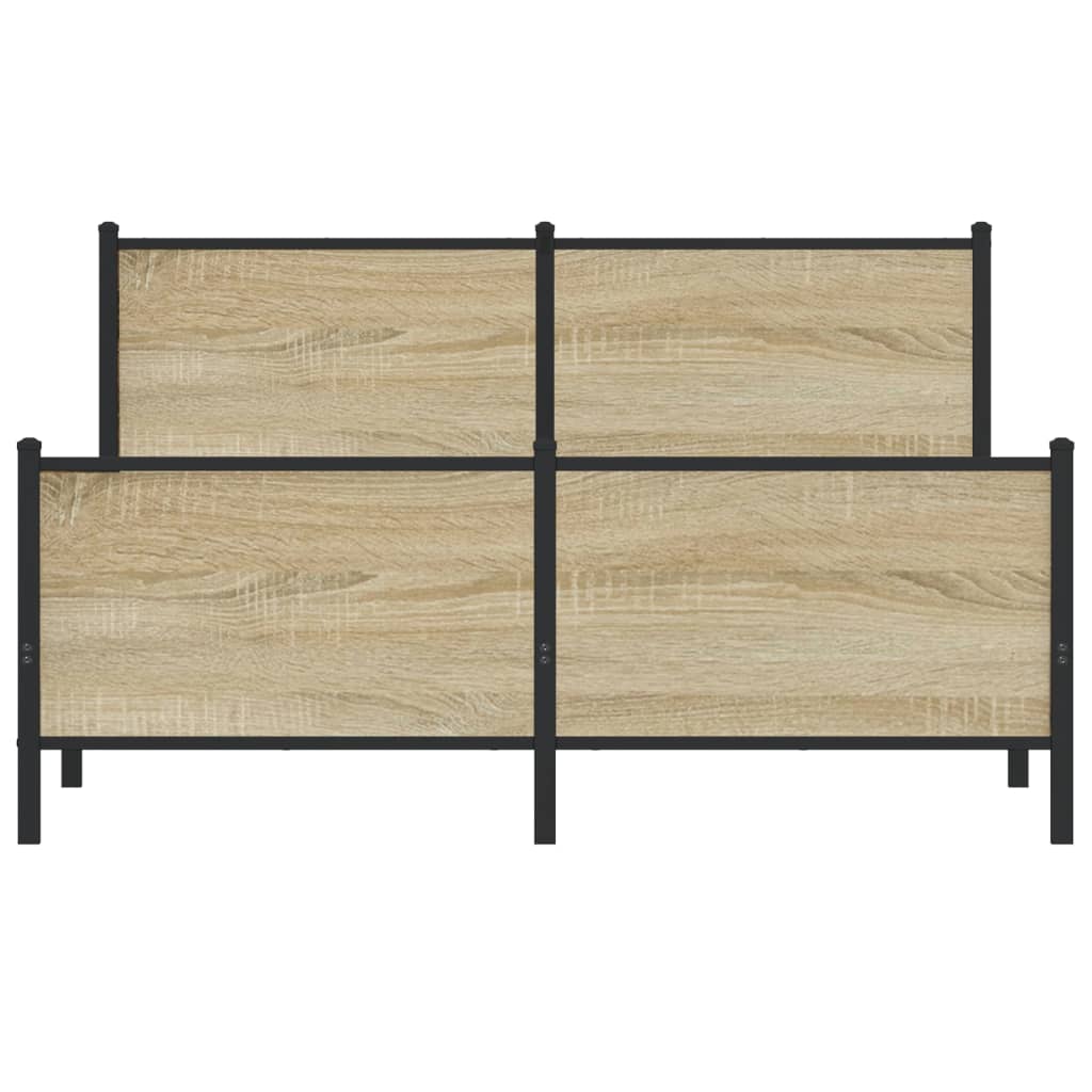 Metal Bed Frame without Mattress Sonoma Oak 140x190 cm